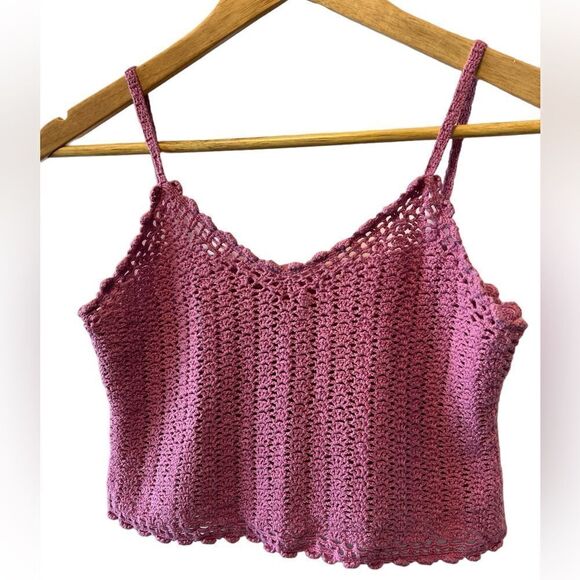 Purple Crochet Crop Spaghetti Strap Casual Top S

L - Picture 3 of 8